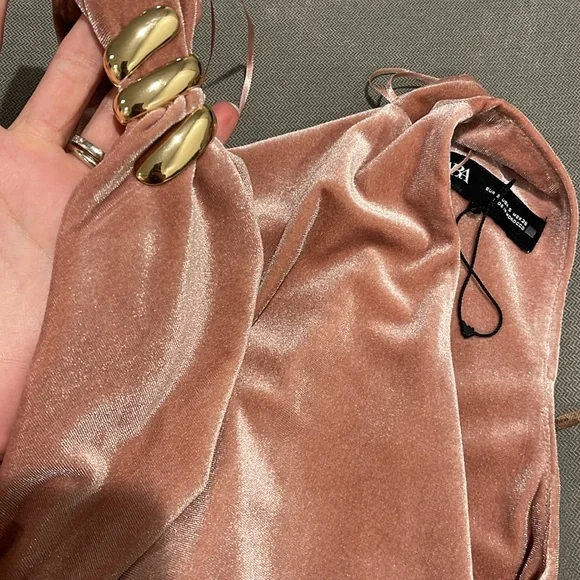 Zara Velvet Blush Color Midi Dress - Picture 14 of 16